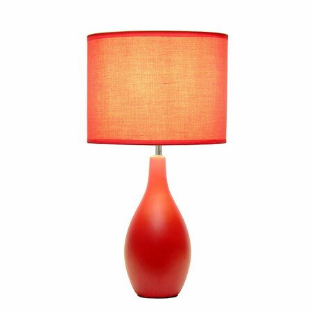 Creekwood Home Traditional Standard Ceramic Dewdrop Table Desk Lamp with Matching Fabric Shade, Red CWT-2000-RE